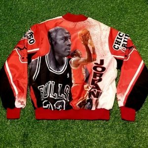 Vintage 90s Michael Jordan Chalk Line Bomber Jacket Chicago Bulls